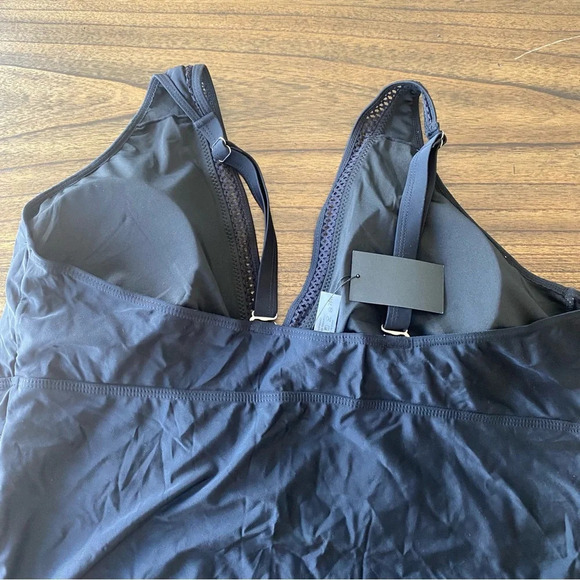 Daci Black V-Neck Lattice One Piece Swimsuit Women’s 28W Plus Size NWT - Picture 5 of 8